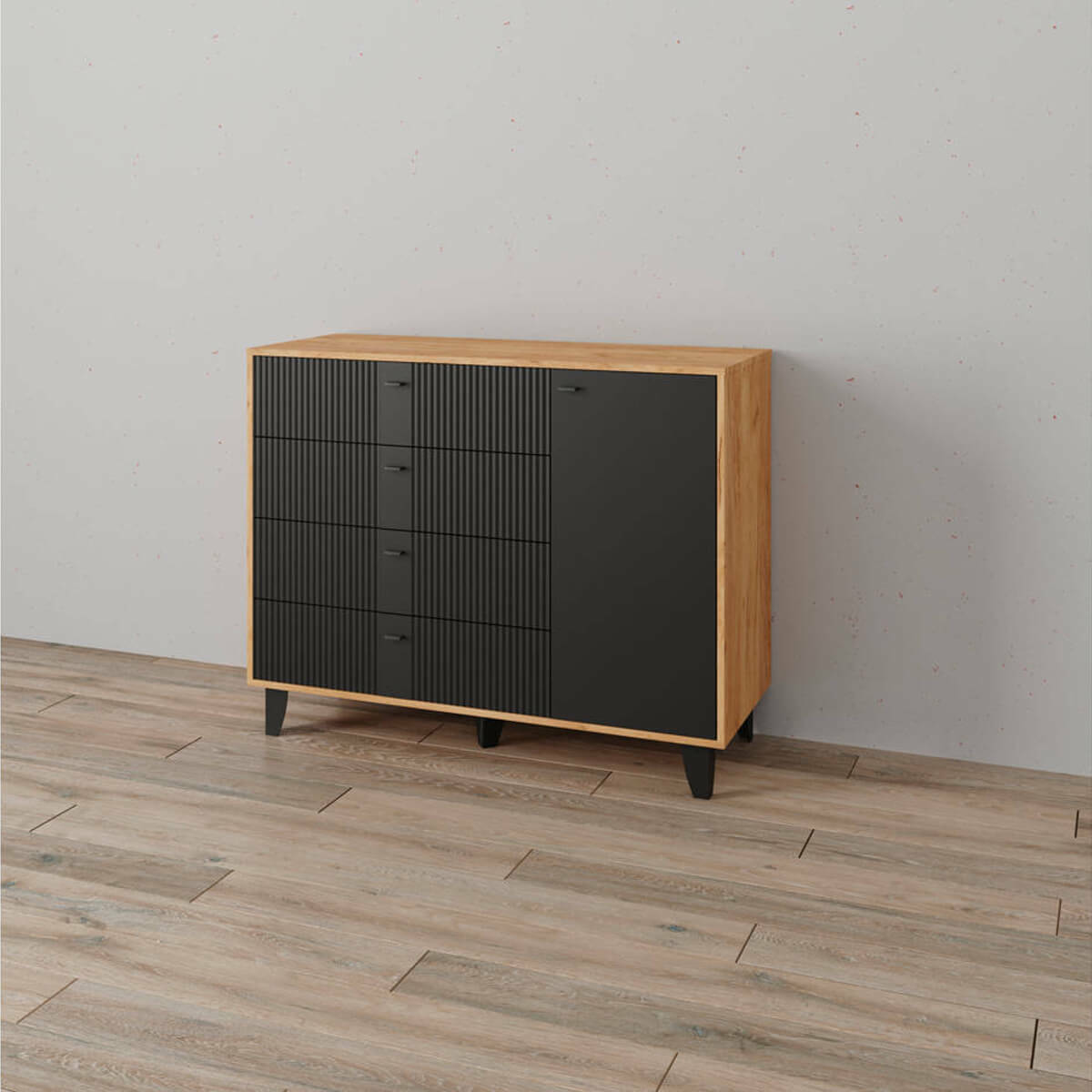 Комод Катрин-13 дуб крафт золотой/карбон вулкан