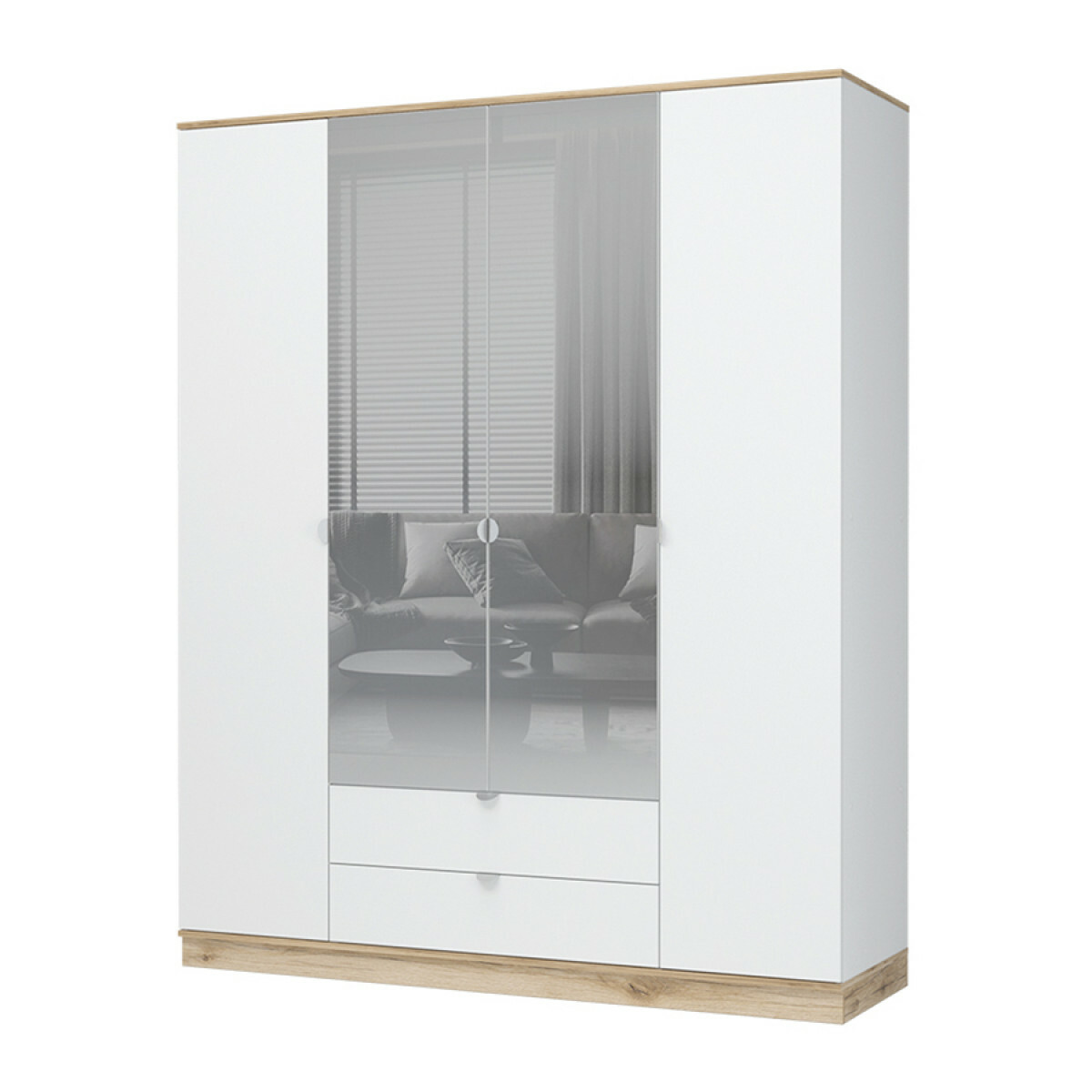 Юкки ШК 2Я 1800 Шкаф 4-х дверный с зеркалом Юкки ШК 2Я 1800 Шкаф 4-х дверный с зеркалом