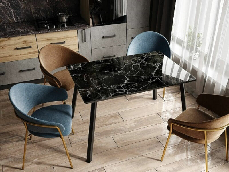 Стол Лофт 1000х600 фотопечать мрамор черный Стол Лофт 1000х600 фотопечать мрамор черный