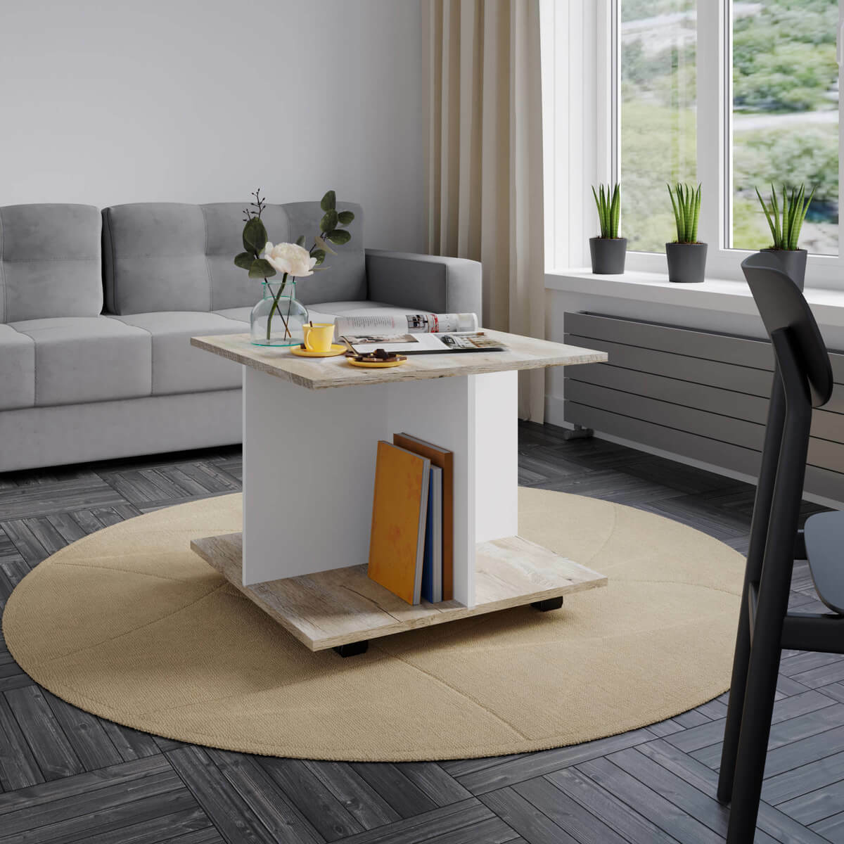 Журнальный стол Консул-10 белый/дуб юкон