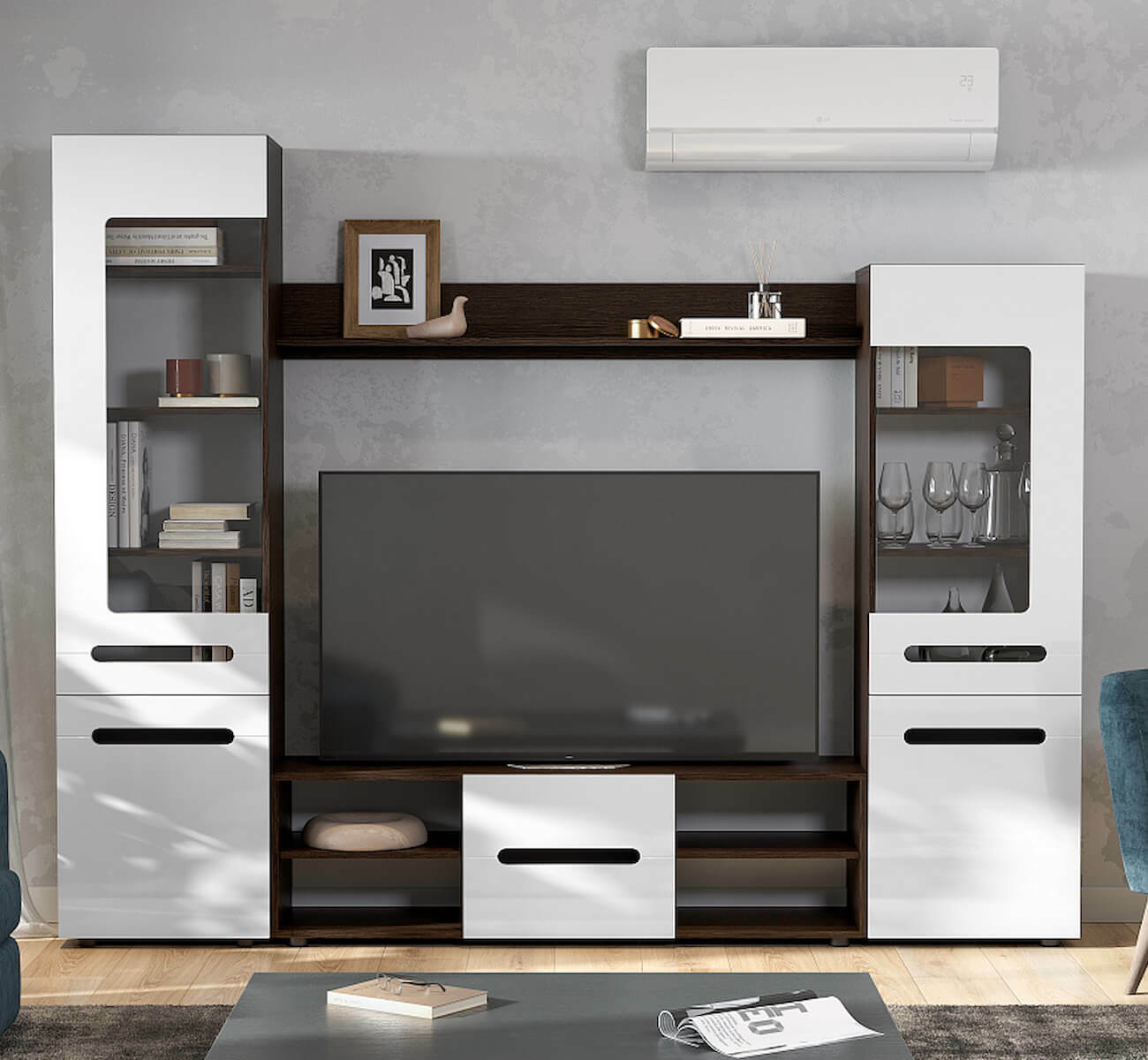 Мебель для гостиной "МГС 6" Исполнение 1 Венге / Белый глянец Мебель для гостиной "МГС 6" Исполнение 1 Венге / Белый глянец