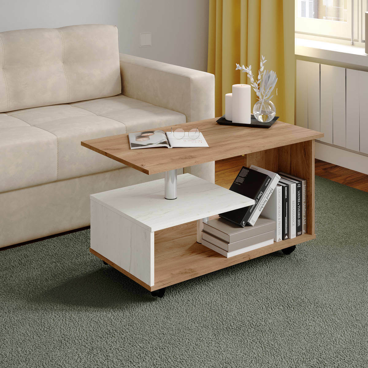 Журнальный стол Консул-5 дуб крафт табачный/дуб крафт белый