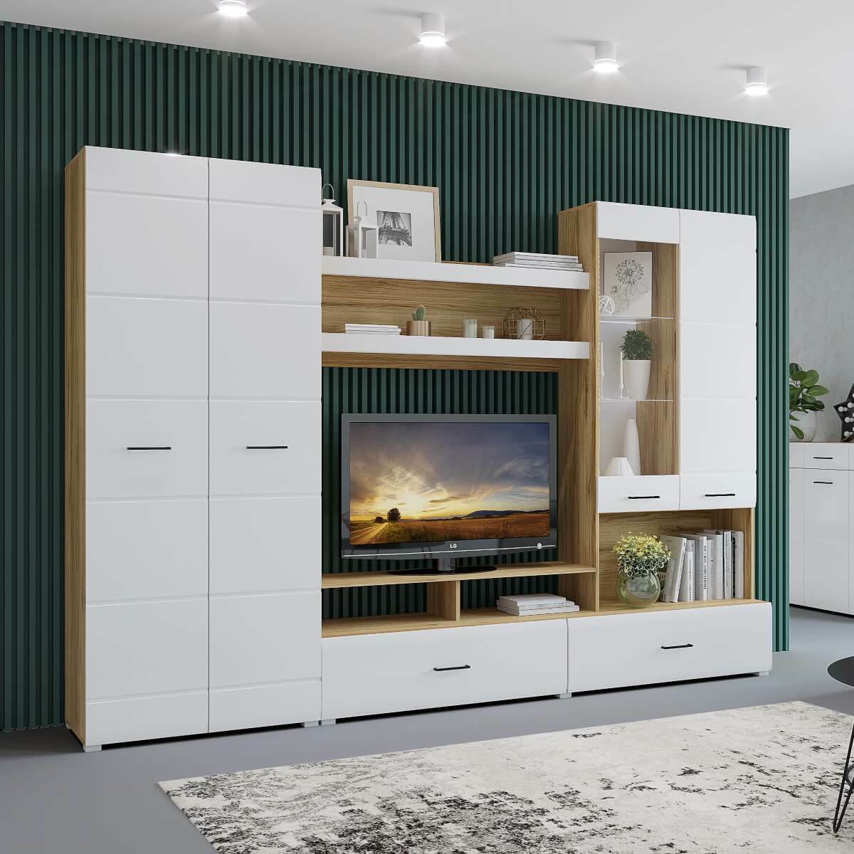 Гостиная Ненси 1 крафт золотой/белый глянец Гостиная Ненси 1 крафт золотой/белый глянец